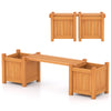 3-in-1 outdoor planter box with bench, made of fir wood, featuring two side garden beds for versatile outdoor use.