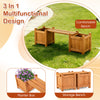 Comfortable outdoor bench with two side planter boxes in natural fir wood, ideal for versatile garden or patio setups.