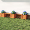 3-in-1 outdoor planter box with bench, featuring two side garden beds in natural wood finish for versatile outdoor use.