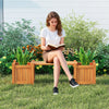 Outdoor 3-in-1 planter box with bench, featuring fir wood construction and two side garden beds for flowers and herbs.
