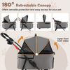3-in-1 pet stroller with a 180° retractable canopy, gray oxford cloth, and removable carrier for versatile travel.