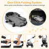 Foldable 3-in-1 pet stroller in gray with one-click folding system for easy storage and transport. Ideal for small dogs.