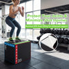 3-in-1 plyometric box with EPE foam, offering 16, 20, and 24-inch height options for versatile workouts.