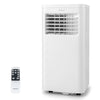 Portable air conditioner with remote control, 6000 BTU cooling for 250 sq. ft., featuring adjustable fan speeds and.