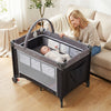 3-in-1 Portable Baby Crib and Playpen with Changing Table-Gray - Gallery View 1 of 9