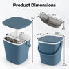 3-in-1 portable cooler bar table in blue, featuring a lift top lid, dimensions, and detachable storage for outdoor use.