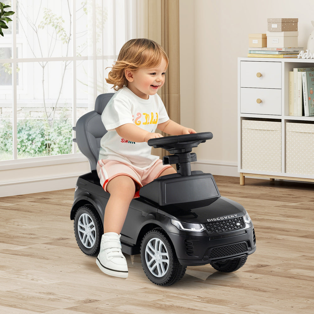 3 in 1 Push Car with Removable Handle and Guardrail for Kids 18-36 Months Old-Black - Gallery View 1 of 12