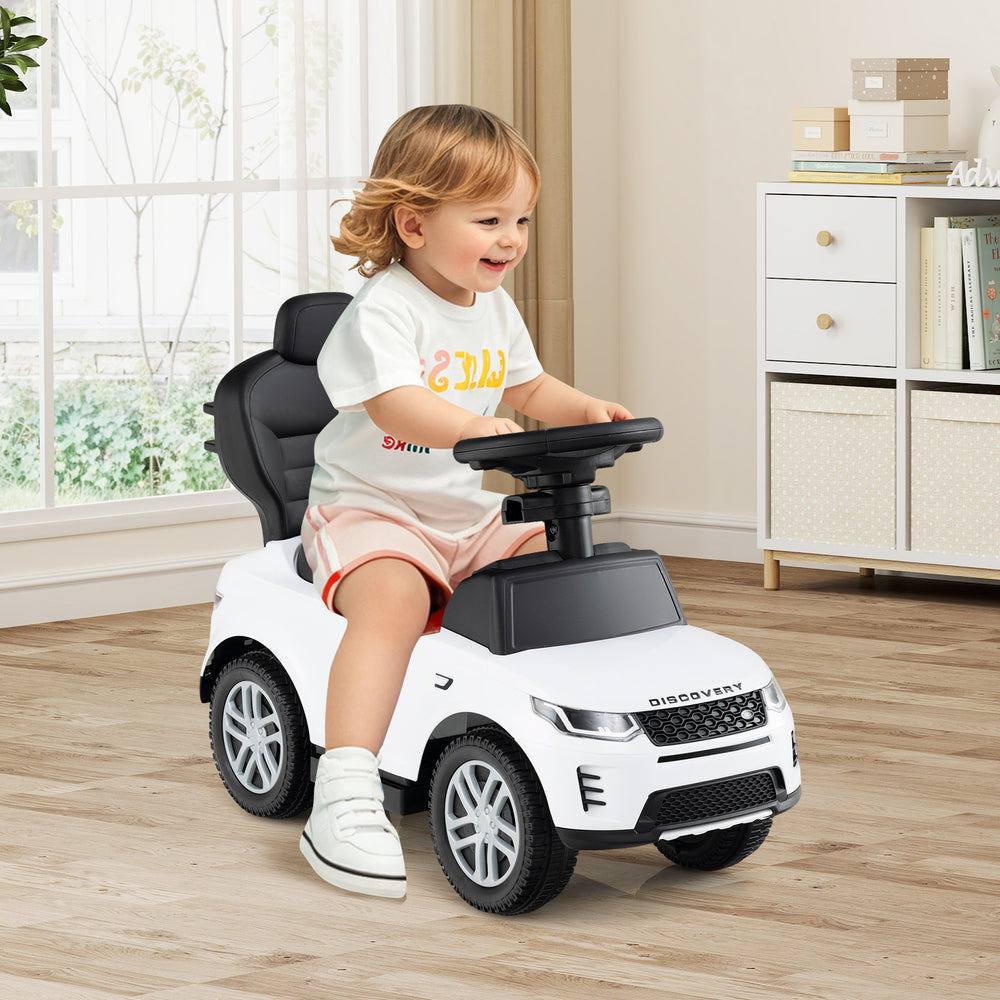 3 in 1 Push Car with Removable Handle and Guardrail for Kids 18-36 Months Old-White - Gallery View 1 of 12