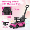 Pink Maserati licensed 3-in-1 ride-on push car with musical steering wheel, suitable for kids 18-60 months.