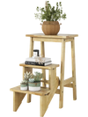 3-in-1 rubber wood step stool with handle, featuring anti-slip surface and wide pedals for safe standing and.