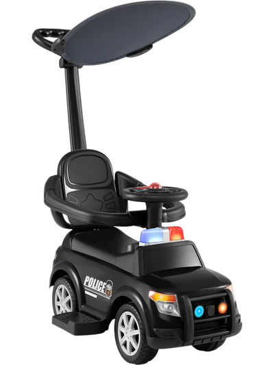 Costway 3-in-1 Toddler Push Car Tricycle Police Car w/ Handle Canopy Siren 18152847 New