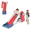 Toddler slide climber playset in red with basketball hoop, featuring safe handrails and foldable design for easy.