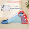 Toddler slide playset in red with basketball hoop, made of premium HDPE, featuring a stable triangular structure for.