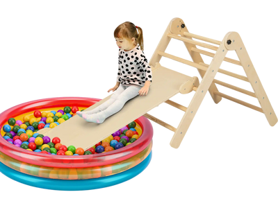 Costway 3-in-1 Foldable Adjustable Kids Triangle Climbing Set 83619745 New
