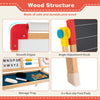 Wooden art easel with adjustable drawing board, storage tray, and anti-slip foot pads for kids' creative play.