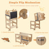 3-in-1 wooden kids toddler kitchen step stool with blackboard features a stable A-shaped structure and cute cat patterns.
