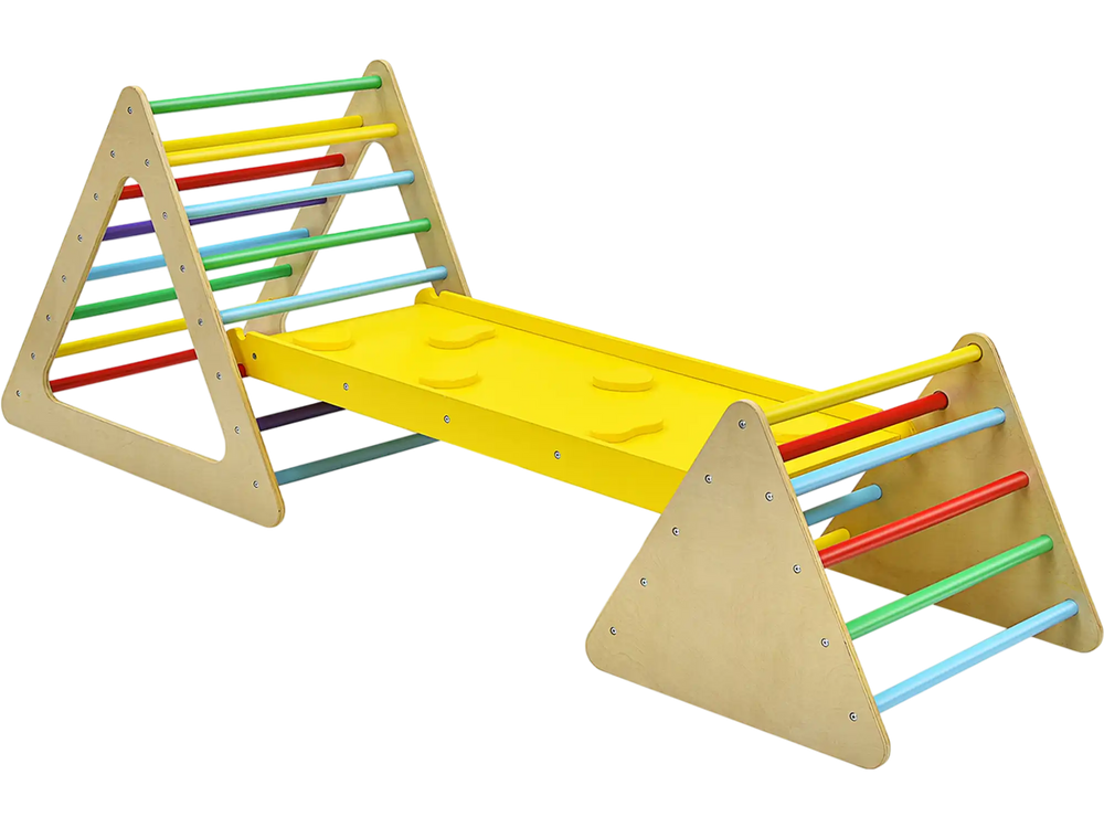 3 in 1 Wooden Set of 2 Triangle Climber with Ramp for Slid