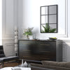 Black 3-layered decorative wall mirror with metal frame, ideal for modern living room decor and versatile placement.