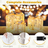 Three lighted Christmas gift boxes with detachable bows, featuring 50 LED lights, for festive indoor and outdoor decor.