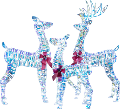 Costway 3-Piece Large Lighted Christmas Reindeer Family 76914538 New