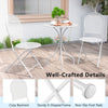 White 3-piece metal bistro set featuring a round table and 2 folding chairs with cozy backrests, ideal for indoor and.