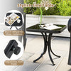 Black tempered glass side table with adjustable foot pads, perfect for outdoor patio use with the rocking chair set.