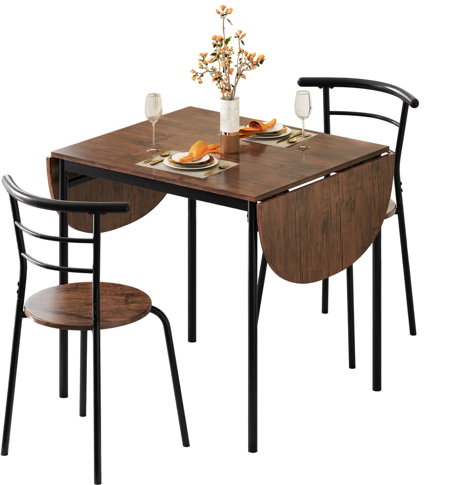 Costway 3-Piece Dining Set Kitchen Table & 2 Chairs Brown 897254316 New