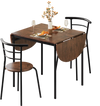 Drop leaf dining table with two ergonomic chairs in brown, perfect for small spaces and modern kitchens.