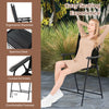 Black outdoor bar stool set featuring ergonomic backrest, spacious seat, and 7.5” footrest for poolside comfort.
