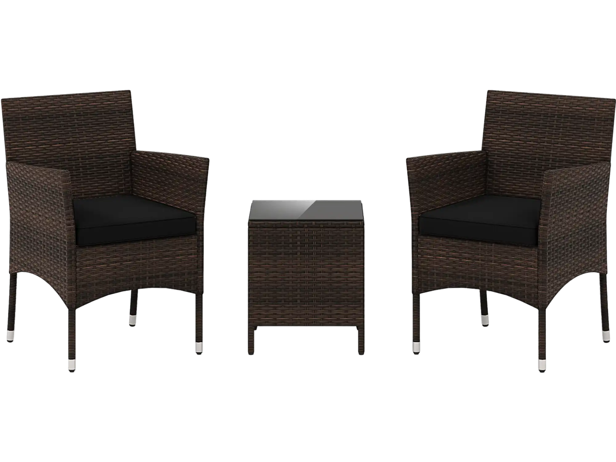 Costway 3-Piece Outdoor Patio Conversation Set Cushioned Seats Glass Table 98247163 New