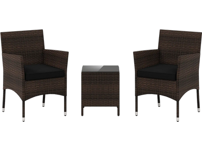 Costway 3-Piece Outdoor Patio Conversation Set Cushioned Seats Glass Table 98247163 New