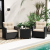 3 Pieces Patio Furniture Set with Tempered Glass Coffee Table-Off White - Gallery View 1 of 10