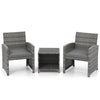 3 Pieces Patio Furniture Set with Tempered Glass Coffee Table and Soft Seat Cushions-Gray - Gallery View 1 of 2