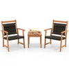 3-piece rattan bistro set featuring acacia wood frame, breathable wicker seats, ideal for garden or patio relaxation.
