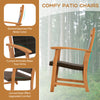 Side view of a comfy patio chair from a 3 Pieces Rattan Bistro Set with acacia wood frame and breathable wicker for.
