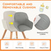 Gray removable cushion for 3-in-1 convertible wooden high chair, made of waterproof PU leather for easy cleaning.