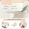 Detachable adjustable food tray of the 3-in-1 convertible wooden high chair, gray, for easy cleaning and safety.
