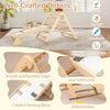 3-in-1 Pikler triangle climbing set with adjustable ramp, crafted from natural wood for kids' balance and motor skill.