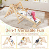 3-in-1 Pikler triangle climbing set with adjustable ramp, crafted from natural beech wood for kids' active play.