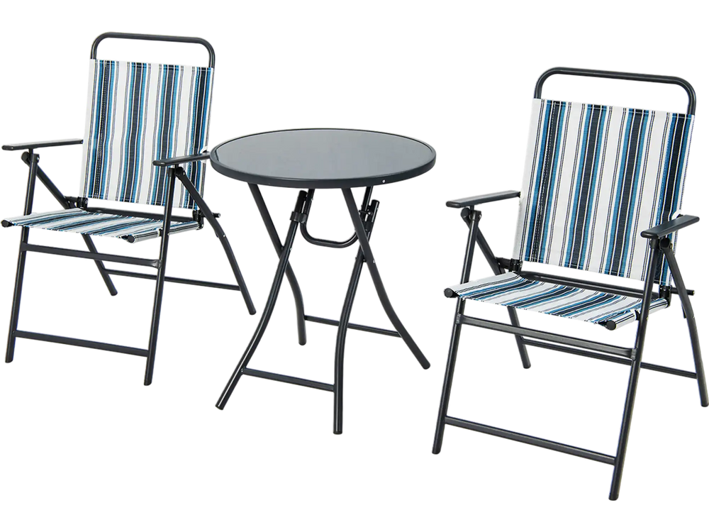 3 Pieces Outdoor Folding Chair Set Portable Folding Chair Set