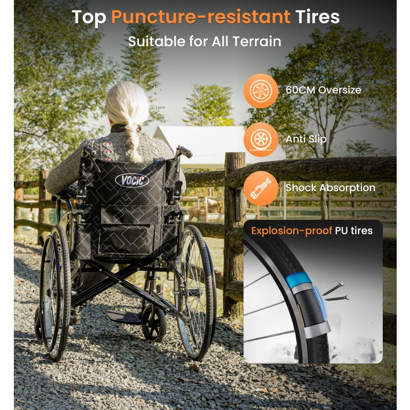 Vocic U31 3-in-1 Wheelchair Lightweight Manual Foldable 300 lbs Capacity New
