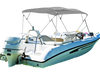 4-bow boat bimini top sun shade canopy in 600D oxford fabric, installed on a boat for sun protection on the water.