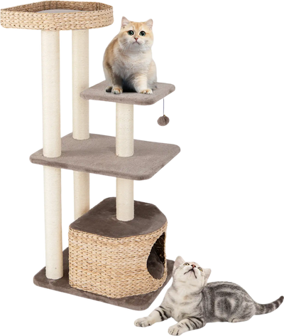 Costway 4-Layer Cat Tower Condo Scratching Posts Washable Cushions Coffee 96253174 New