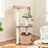 4-layer cat tower in coffee color with scratching posts, condo, and washable cushions for playful and cozy cat lounging.