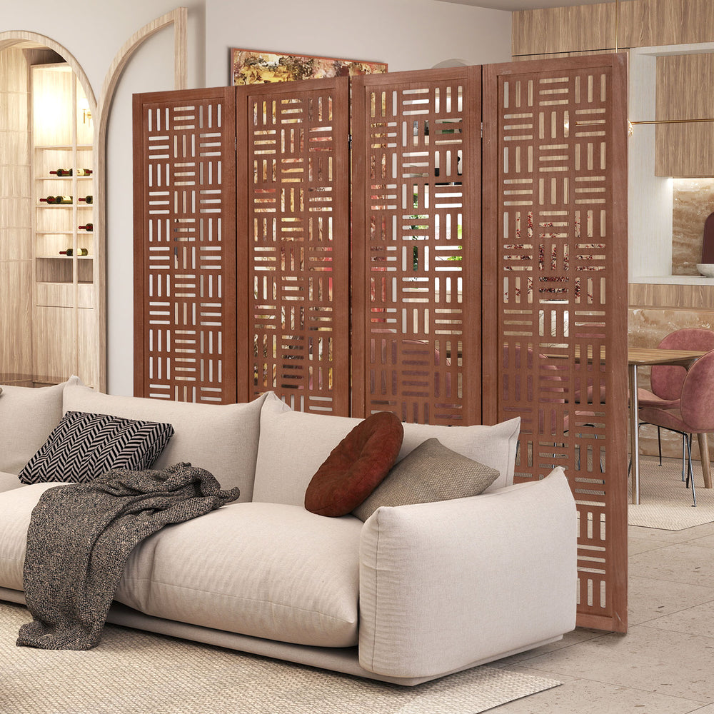 4-Panel Solid Wood Room Divider Folding Partition Stand - Gallery View 1 of 10