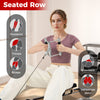 Seated row exercise using a V handle from the 4-Piece Cable Machine Attachment Set for home gym strength training.