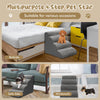 4-tier foam dog steps in gray with non-slip surface, ideal for pets to access beds, sofas, and windowsills easily.