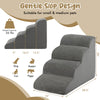 Gray 4-tier foam dog steps with non-slip surface, designed for small pets to easily access furniture and windowsills.