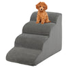 4-tier foam dog steps in gray with non-slip surface, designed for easy climbing and stability for pets.