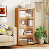 4-Tier Bamboo Bookcase with Doors for Study Room Living Room-Natural - Gallery View 1 of 11